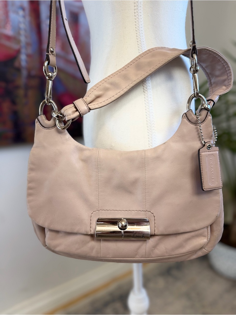 Coach Kristin BCRF 18767 Ballet Pink Leather Hippie Hobo Crossbody Bag